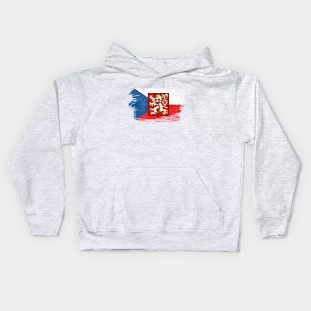 Czech Prague flag - grunge brick stone Kids Hoodie by GreekTavern